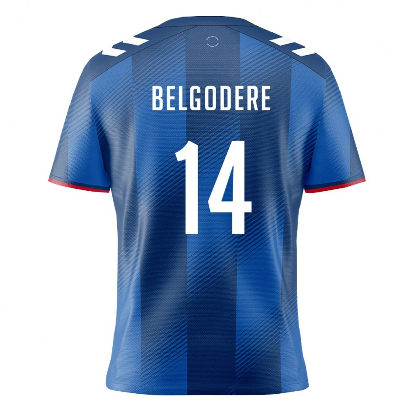 Danxen Kid Puerto Rico Matthew Belgodere #14 Royal Blue Red White Home Jersey 26-28 T-Shirt