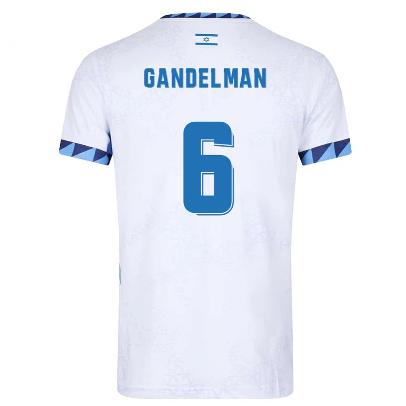 Danxen Kid Israel Omri Gandelman #6 White Light Blue Home Jersey 26-28 T-Shirt