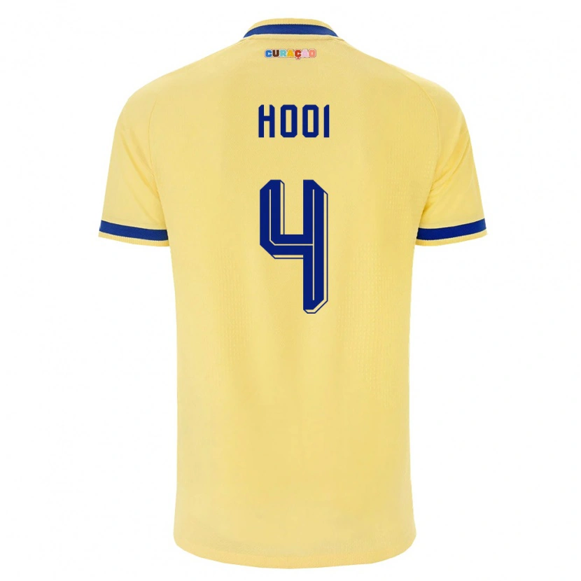 Danxen Kid Curaçao Shuvienchêlo Hooi #4 Yellow Navy Pink Away Jersey 26-28 T-Shirt