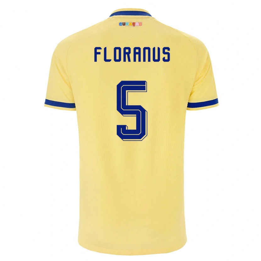 Danxen Kid Curaçao Sherel Floranus #5 Yellow Navy Pink Away Jersey 26-28 T-Shirt
