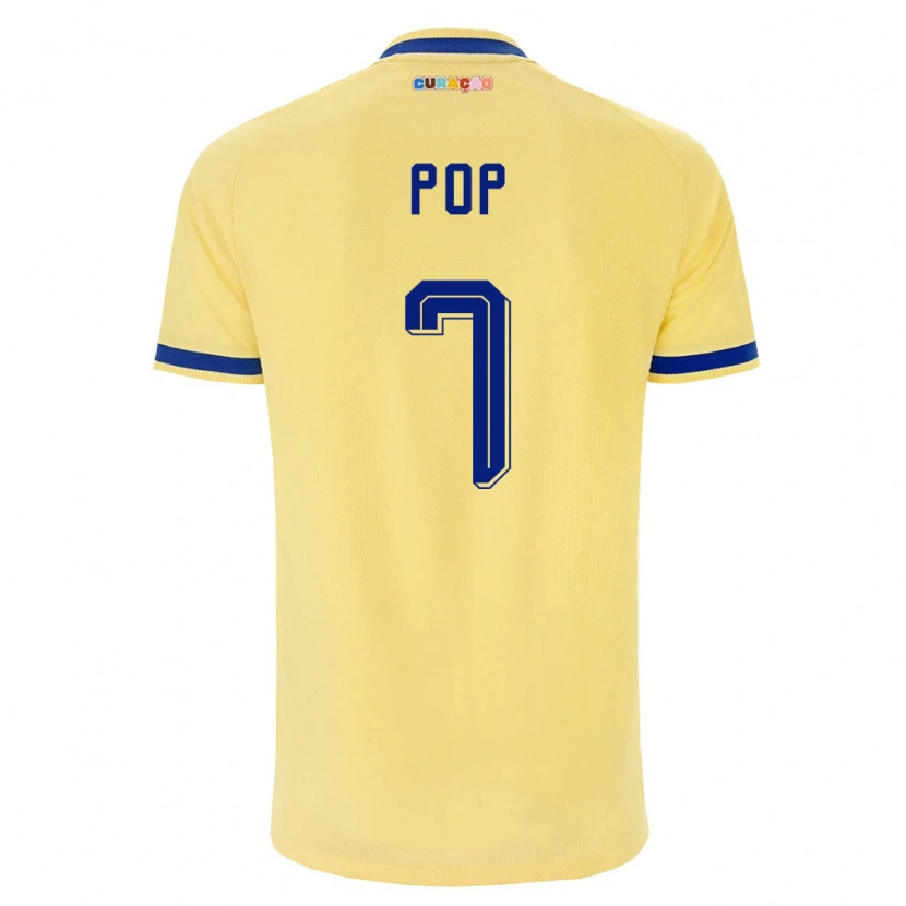 Danxen Kid Curaçao Cristian Pop #7 Yellow Navy Pink Away Jersey 26-28 T-Shirt