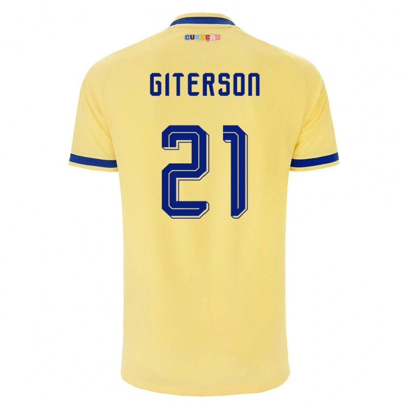 Danxen Kid Curaçao Jurvensly Giterson #21 Yellow Navy Pink Away Jersey 26-28 T-Shirt