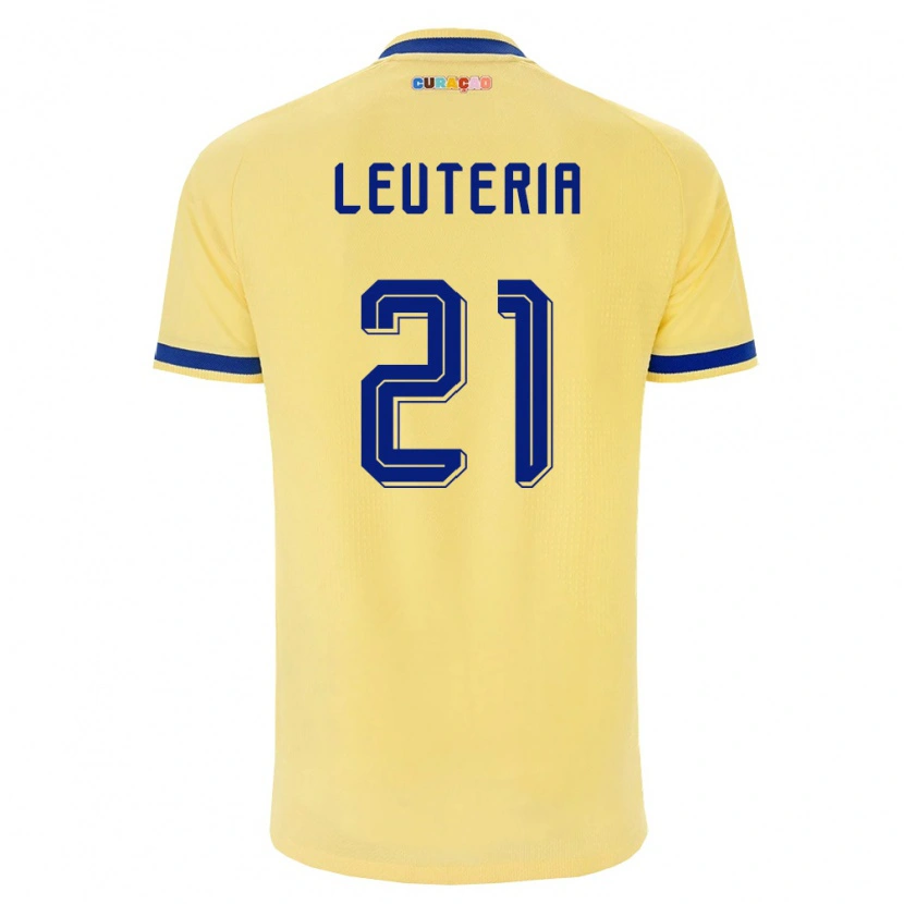 Danxen Kid Curaçao Mishean Leuteria #21 Yellow Navy Pink Away Jersey 26-28 T-Shirt