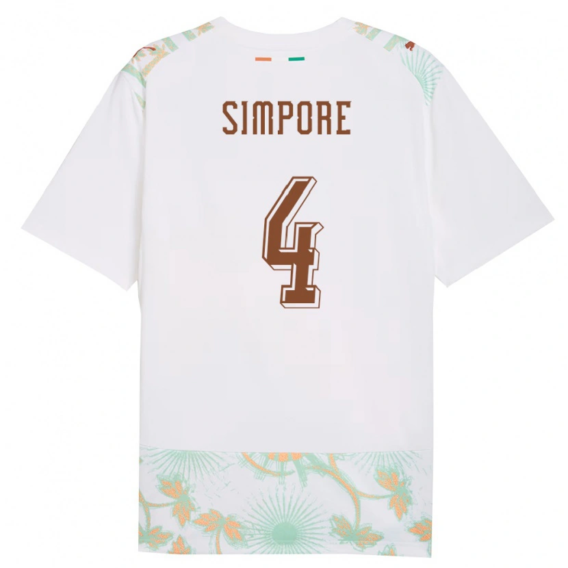 Danxen Kid Ivory Coast Eric Simpore #4 White Orange Green Away Jersey 26-28 T-Shirt