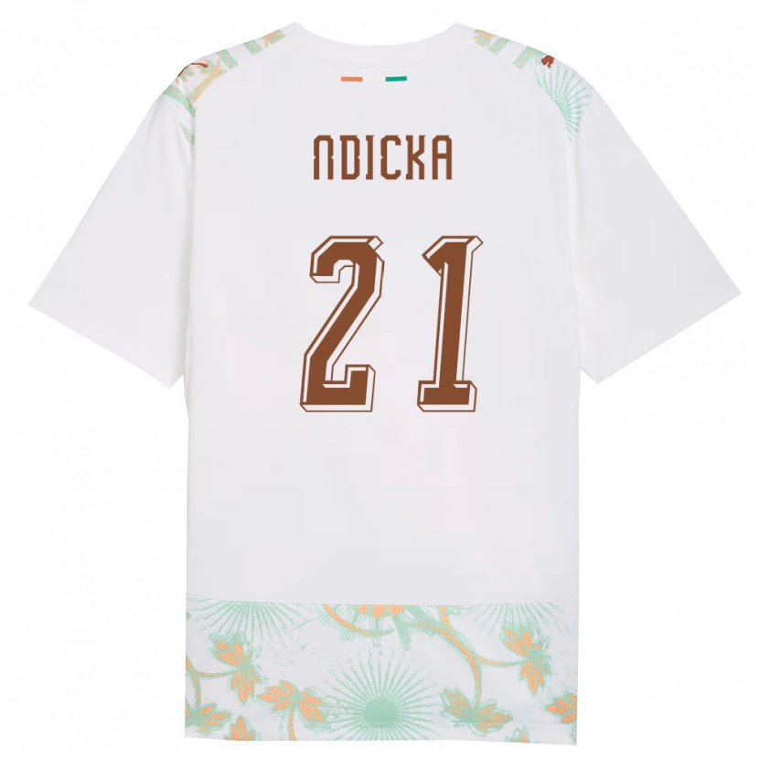 Danxen Kid Ivory Coast Evan Ndicka #21 White Orange Green Away Jersey 26-28 T-Shirt