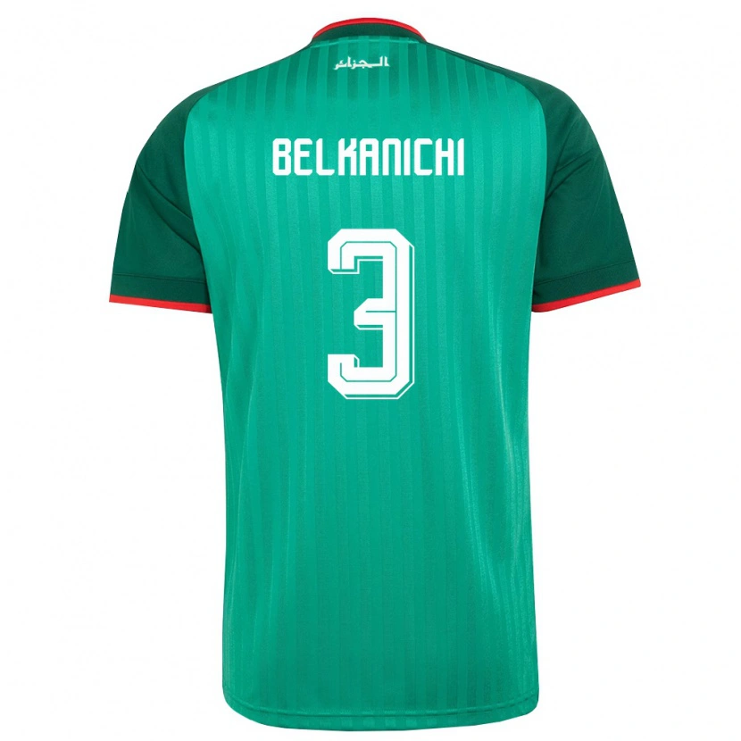 Danxen Kid Algeria Anas Belkanichi #3 Green Red White Away Jersey 26-28 T-Shirt