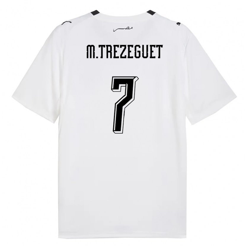 Danxen Kid Egypt Trezeguet #7 White Gray Black Away Jersey 26-28 T-Shirt