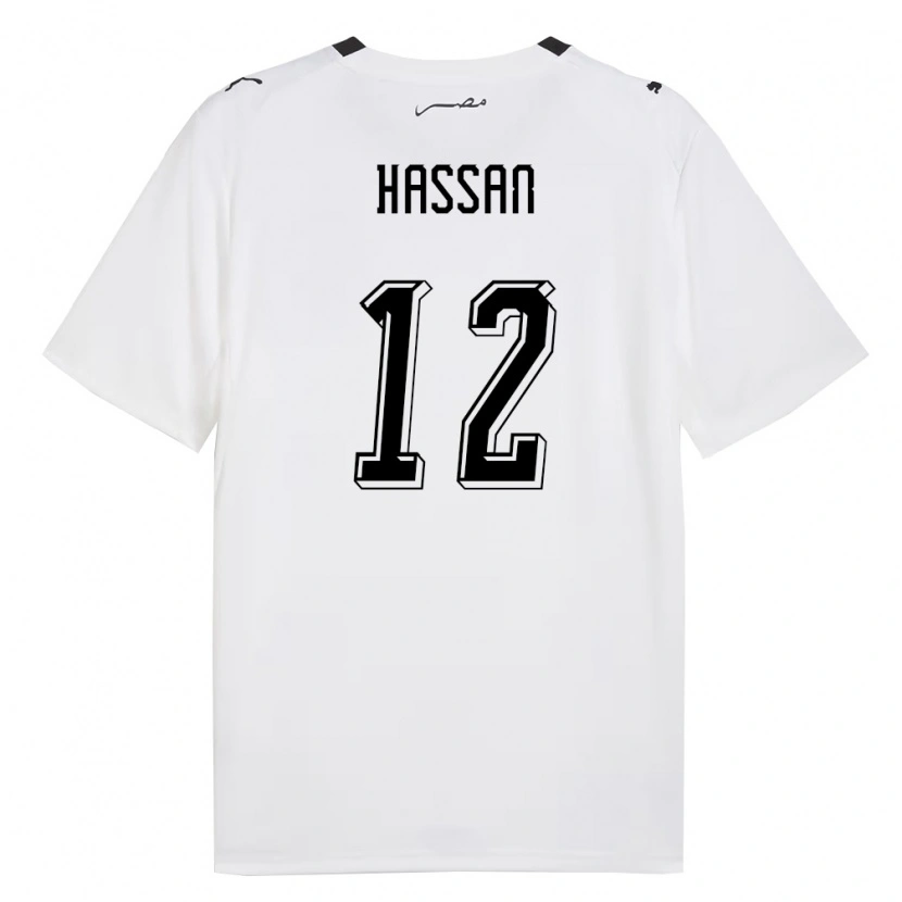 Danxen Kid Egypt Haissem Hassan #12 White Gray Black Away Jersey 26-28 T-Shirt