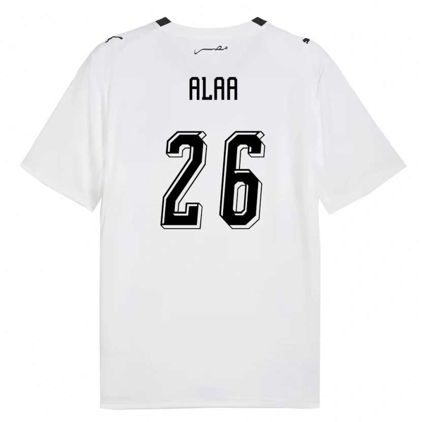Danxen Kid Egypt Mohamed Alaa #26 White Gray Black Away Jersey 26-28 T-Shirt