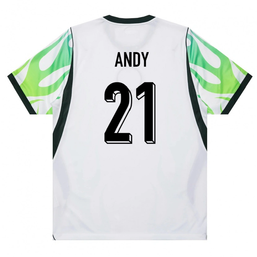 Danxen Kid Nigeria Ezekiel Andy #21 White Green Away Jersey 26-28 T-Shirt