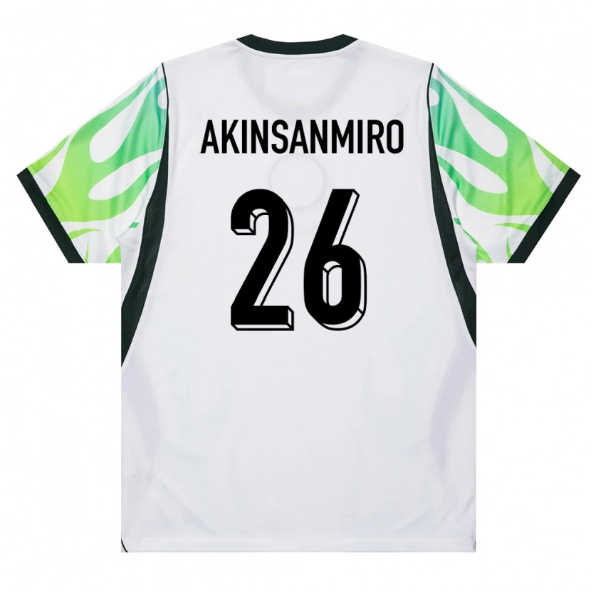 Danxen Kid Nigeria Ebenezer Akinsanmiro #26 White Green Away Jersey 26-28 T-Shirt