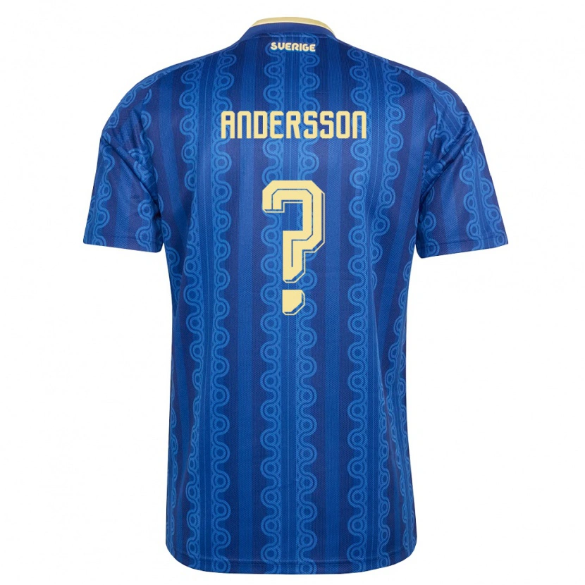 Danxen Kid Sweden William Andersson #0 Blue Navy Yellow Away Jersey 26-28 T-Shirt