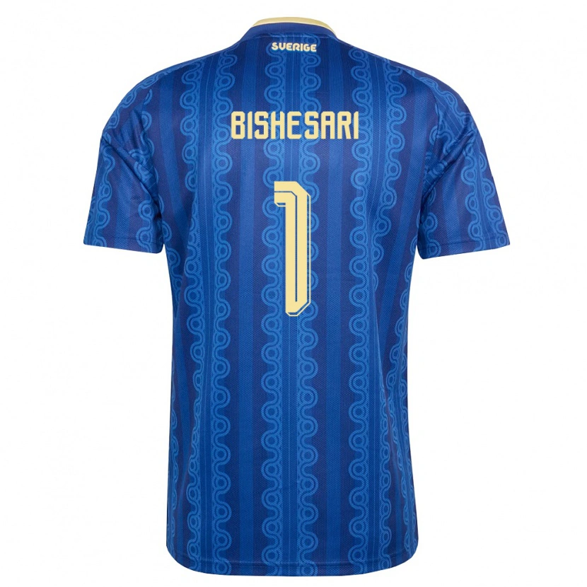 Danxen Kid Sweden Elis Bishesari #1 Blue Navy Yellow Away Jersey 26-28 T-Shirt