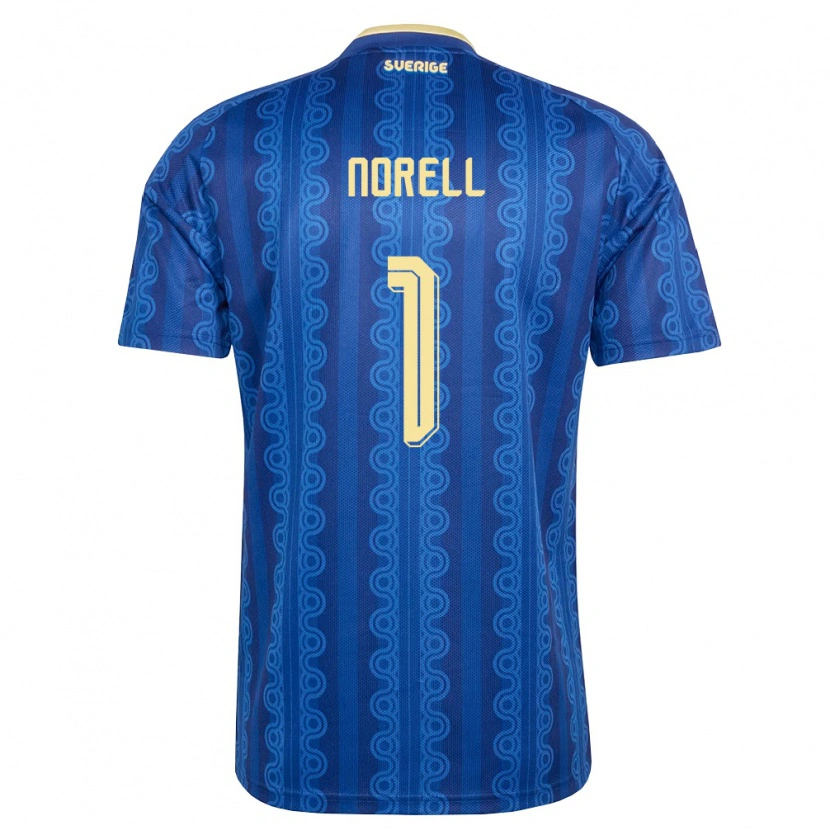 Danxen Kid Sweden Benjamin Norell #1 Blue Navy Yellow Away Jersey 26-28 T-Shirt