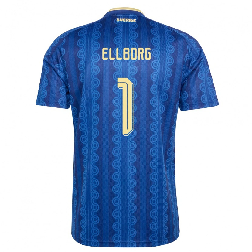 Danxen Kid Sweden Melker Ellborg #1 Blue Navy Yellow Away Jersey 26-28 T-Shirt