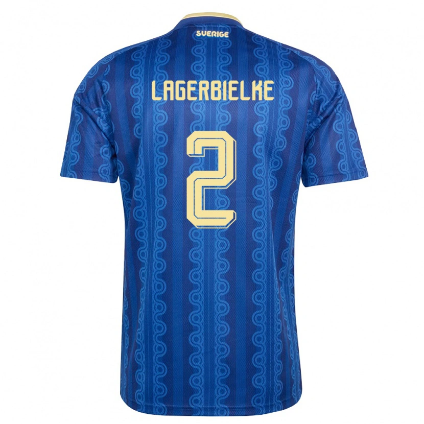 Danxen Kid Sweden Gustaf Lagerbielke #2 Blue Navy Yellow Away Jersey 26-28 T-Shirt