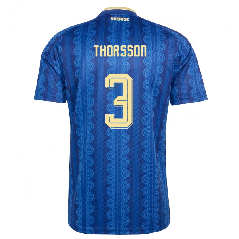 Danxen Kid Sweden Hampus Thorsson #3 Blue Navy Yellow Away Jersey 26-28 T-Shirt