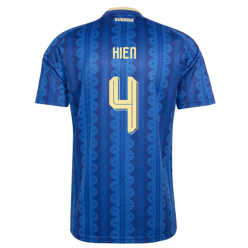 Danxen Kid Sweden Isak Hien #4 Blue Navy Yellow Away Jersey 26-28 T-Shirt