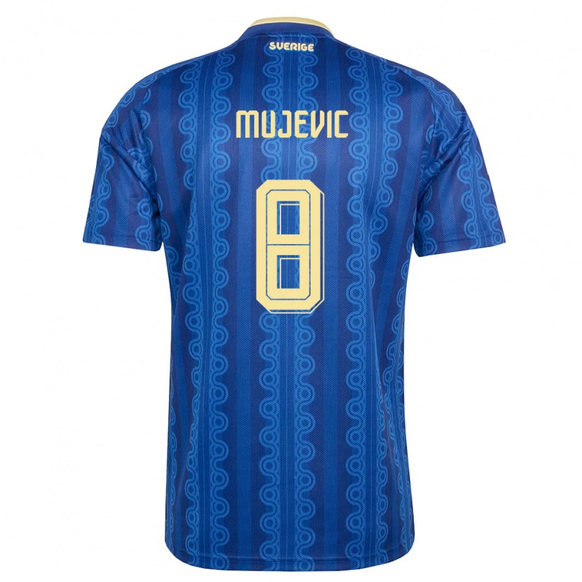 Danxen Kid Sweden Samin Mujevic #8 Blue Navy Yellow Away Jersey 26-28 T-Shirt