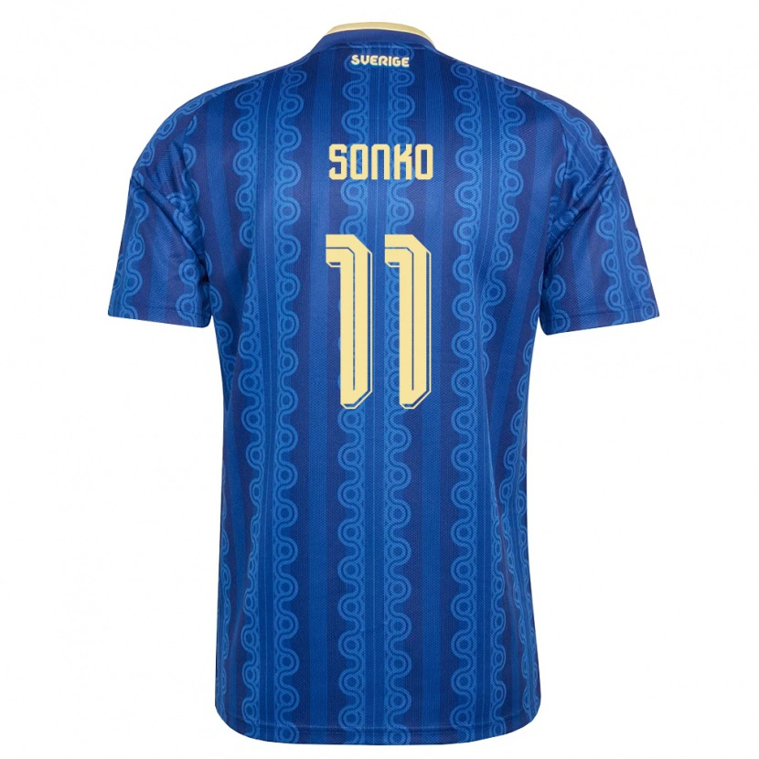 Danxen Kid Sweden Momodou Sonko #11 Blue Navy Yellow Away Jersey 26-28 T-Shirt