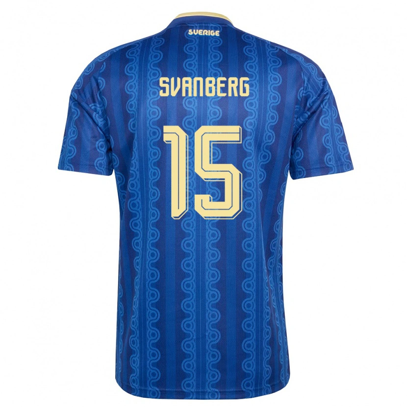 Danxen Kid Sweden Mattias Svanberg #15 Blue Navy Yellow Away Jersey 26-28 T-Shirt