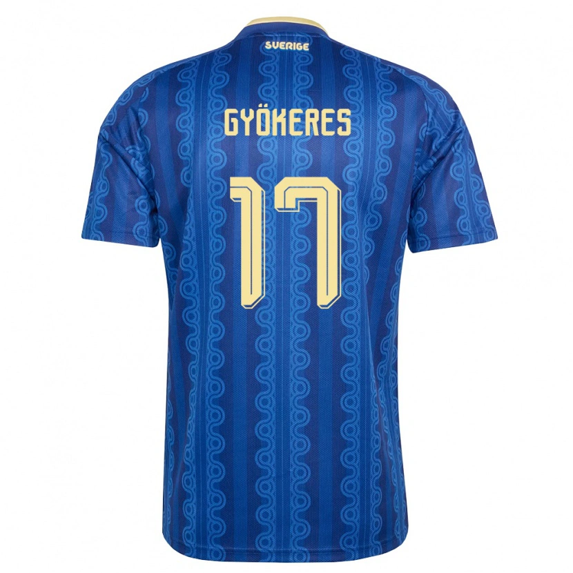 Danxen Kid Sweden Viktor Gyökeres #17 Blue Navy Yellow Away Jersey 26-28 T-Shirt