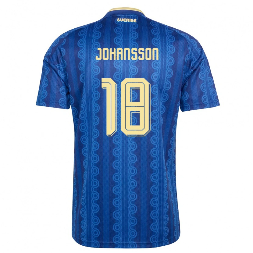 Danxen Kid Sweden Alexander Johansson #18 Blue Navy Yellow Away Jersey 26-28 T-Shirt