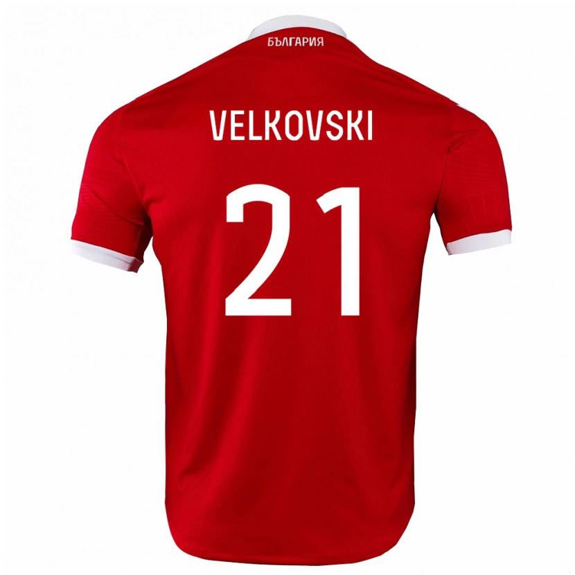 Danxen Kid Bulgaria Dimitar Velkovski #21 Red White Away Jersey 26-28 T-Shirt