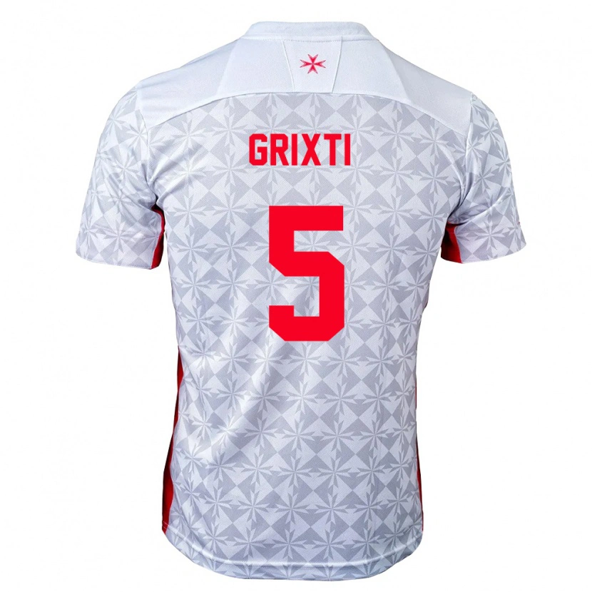 Danxen Kid Malta Kaiden Grixti #5 Gray White Red Away Jersey 26-28 T-Shirt