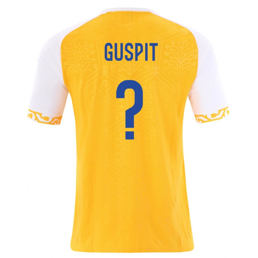 Danxen Kid Moldova Denis Guspit #0 Yellow White Away Jersey 26-28 T-Shirt