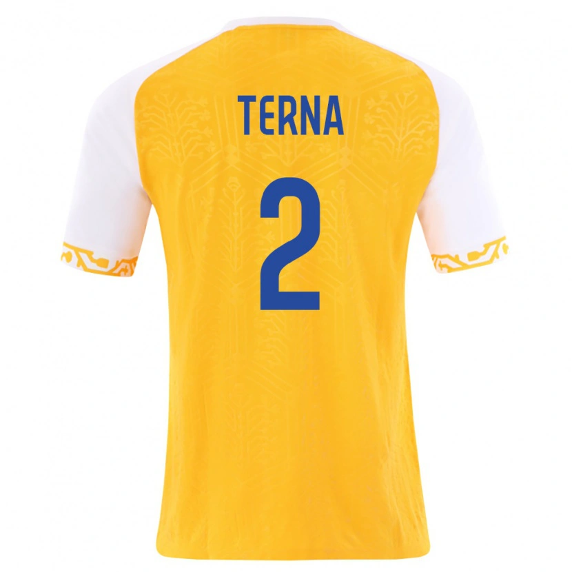 Danxen Kid Moldova Gheorghe Terna #2 Yellow White Away Jersey 26-28 T-Shirt