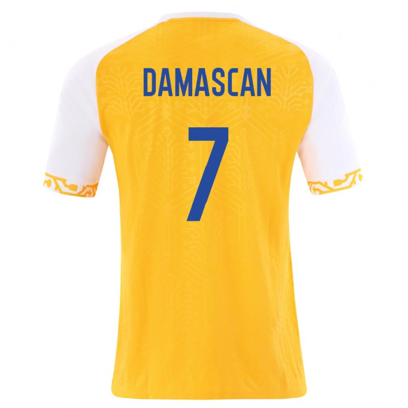 Danxen Kid Moldova Vitalie Damascan #7 Yellow White Away Jersey 26-28 T-Shirt