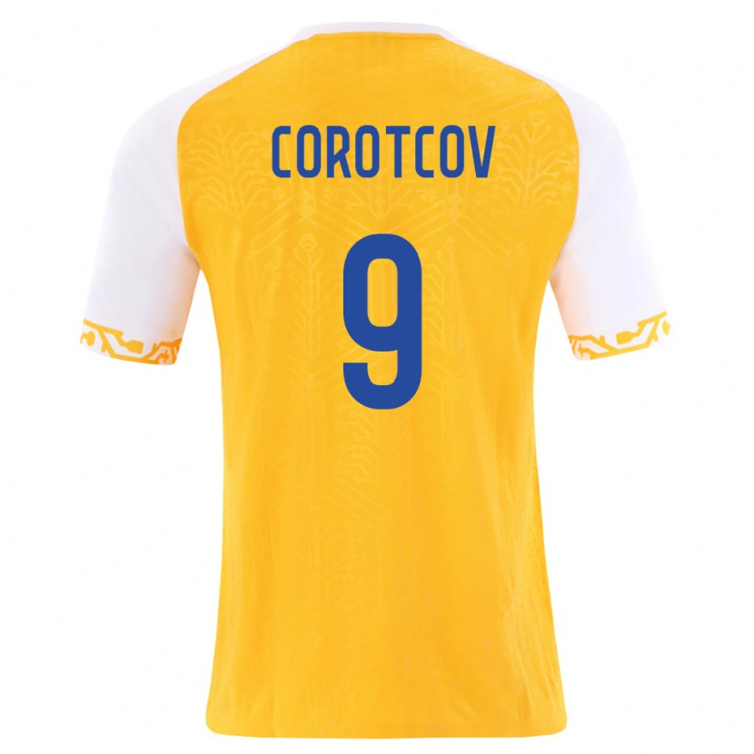 Danxen Kid Moldova Mihail Corotcov #9 Yellow White Away Jersey 26-28 T-Shirt