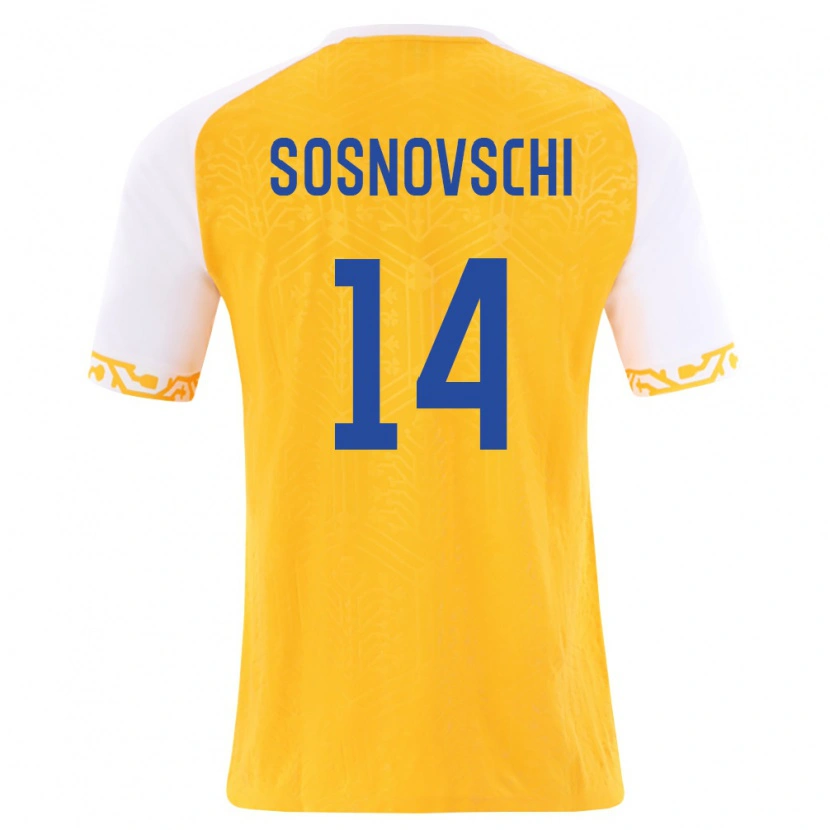 Danxen Kid Moldova Andrei Sosnovschi #14 Yellow White Away Jersey 26-28 T-Shirt