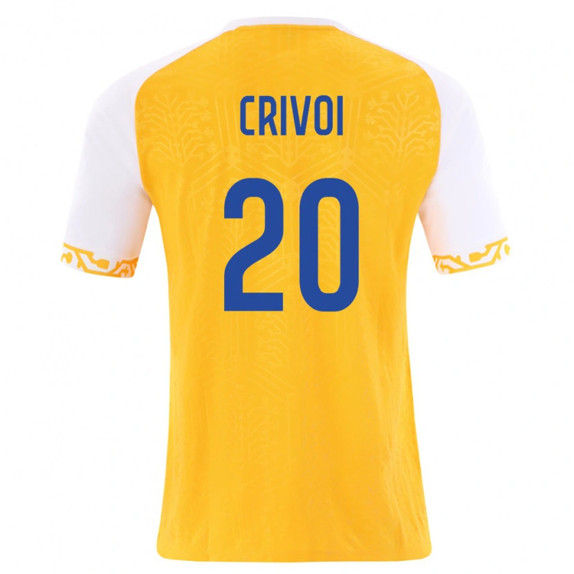 Danxen Kid Moldova Mihai Crivoi #20 Yellow White Away Jersey 26-28 T-Shirt