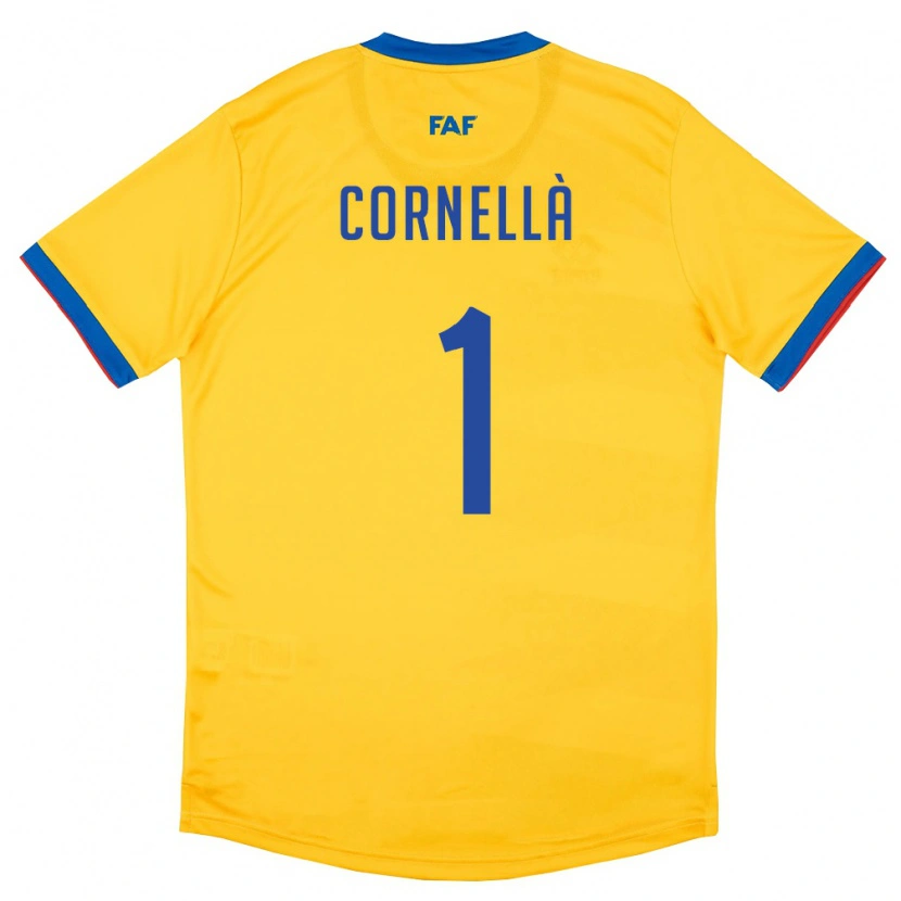 Danxen Kid Andorra Adrià Cornellà #1 Yellow Blue Red Away Jersey 26-28 T-Shirt