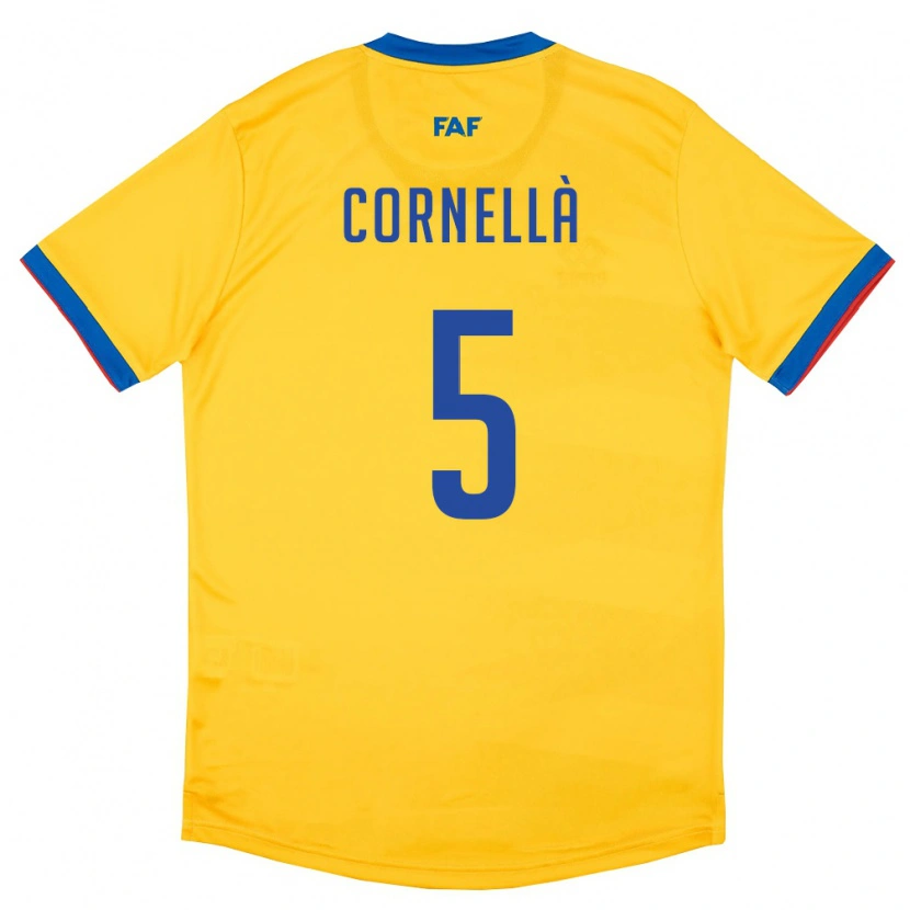 Danxen Kid Andorra Alex Cornellà #5 Yellow Blue Red Away Jersey 26-28 T-Shirt
