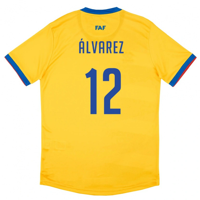 Danxen Kid Andorra Iker Álvarez #12 Yellow Blue Red Away Jersey 26-28 T-Shirt