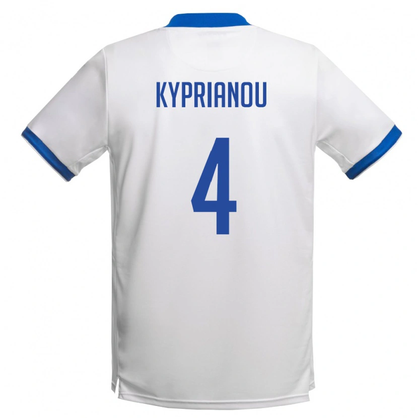 Danxen Kid Cyprus Hector Kyprianou #4 White Royal Blue Away Jersey 26-28 T-Shirt