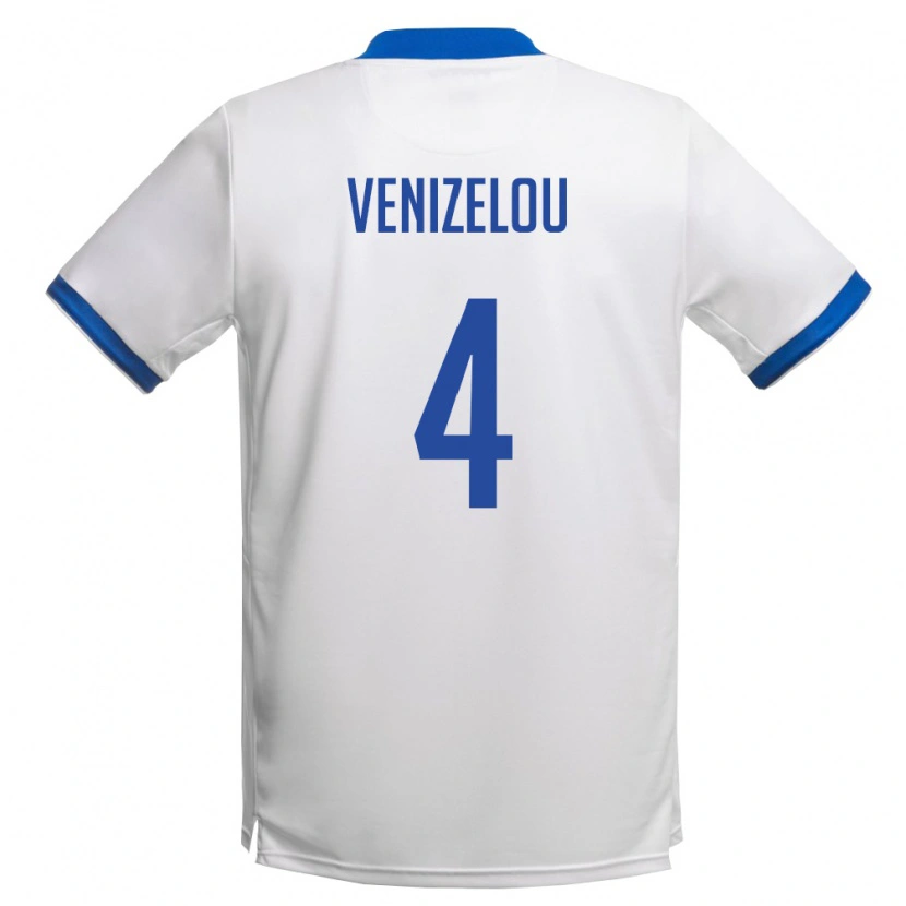 Danxen Kid Cyprus Konstantinos Venizelou #4 White Royal Blue Away Jersey 26-28 T-Shirt