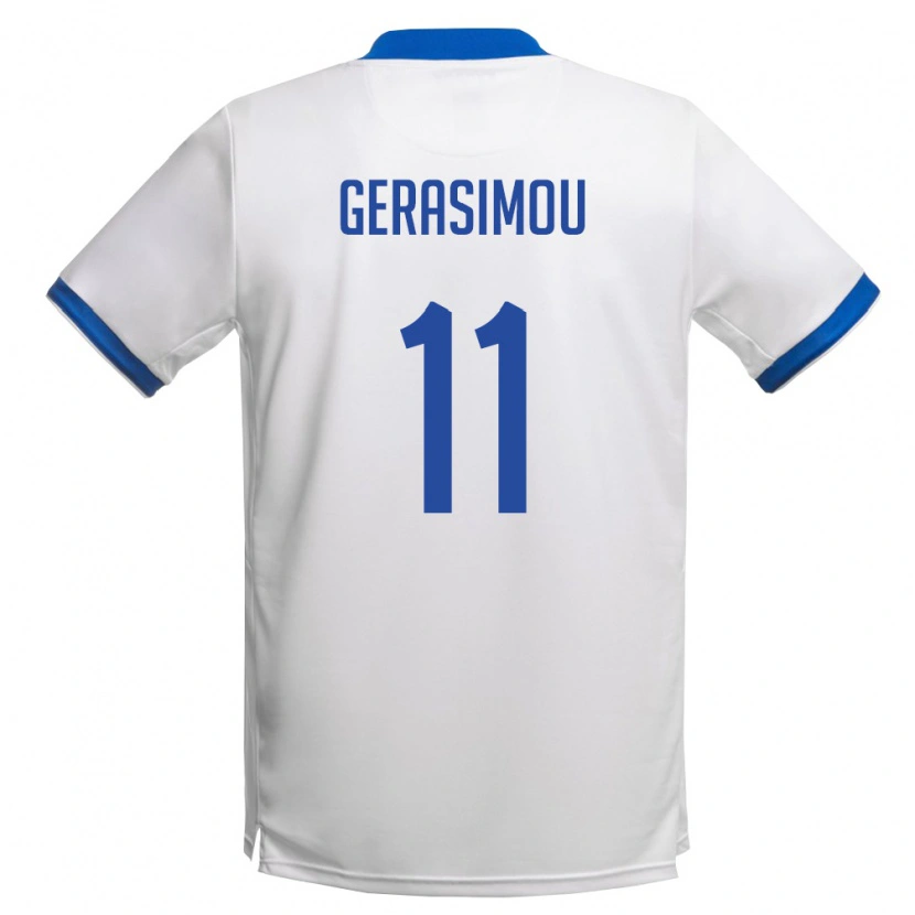 Danxen Kid Cyprus David Gerasimou #11 White Royal Blue Away Jersey 26-28 T-Shirt