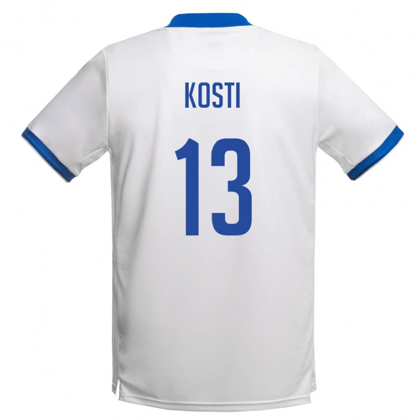 Danxen Kid Cyprus Giannis Kosti #13 White Royal Blue Away Jersey 26-28 T-Shirt