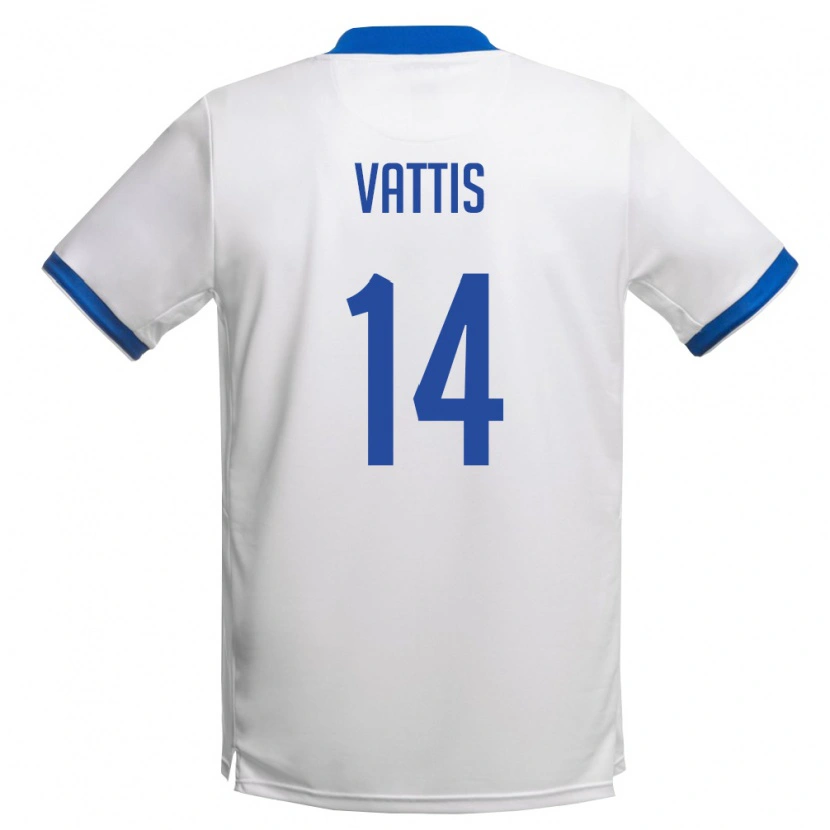 Danxen Kid Cyprus Charalampos Vattis #14 White Royal Blue Away Jersey 26-28 T-Shirt