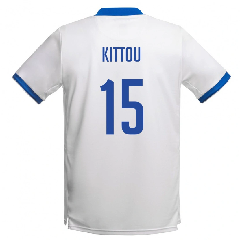 Danxen Kid Cyprus Christos Kittou #15 White Royal Blue Away Jersey 26-28 T-Shirt