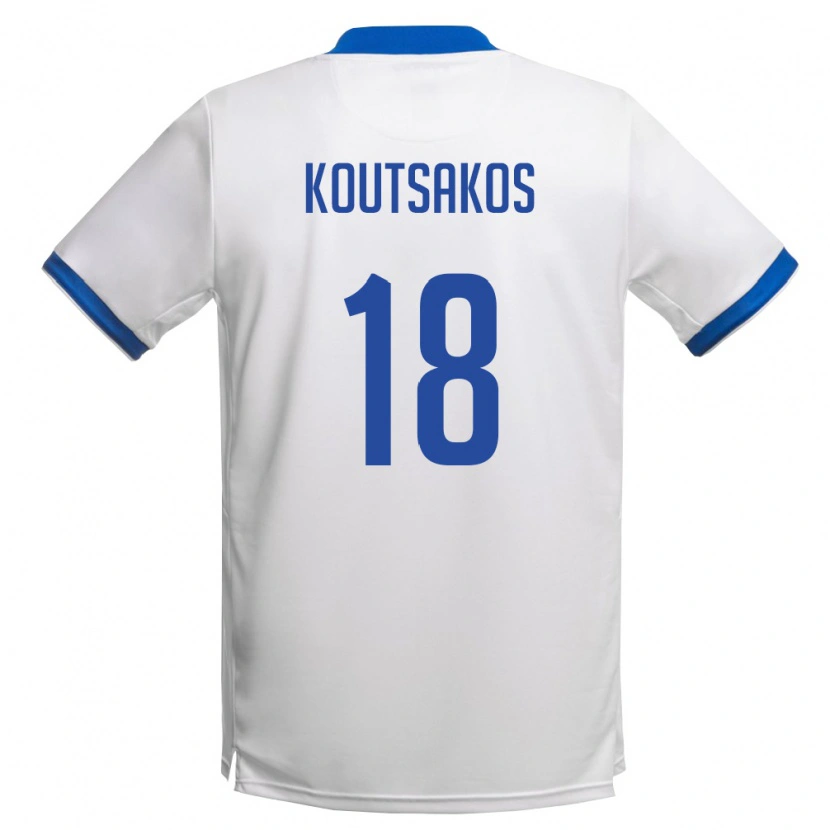 Danxen Kid Cyprus Nikolas Koutsakos #18 White Royal Blue Away Jersey 26-28 T-Shirt