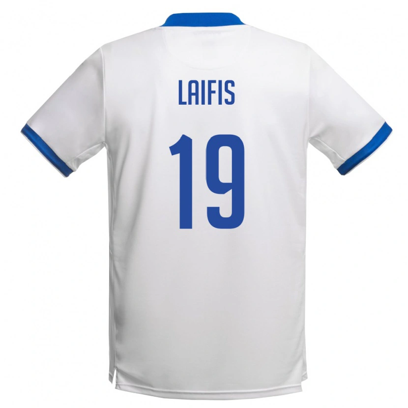 Danxen Kid Cyprus Konstantinos Laifis #19 White Royal Blue Away Jersey 26-28 T-Shirt