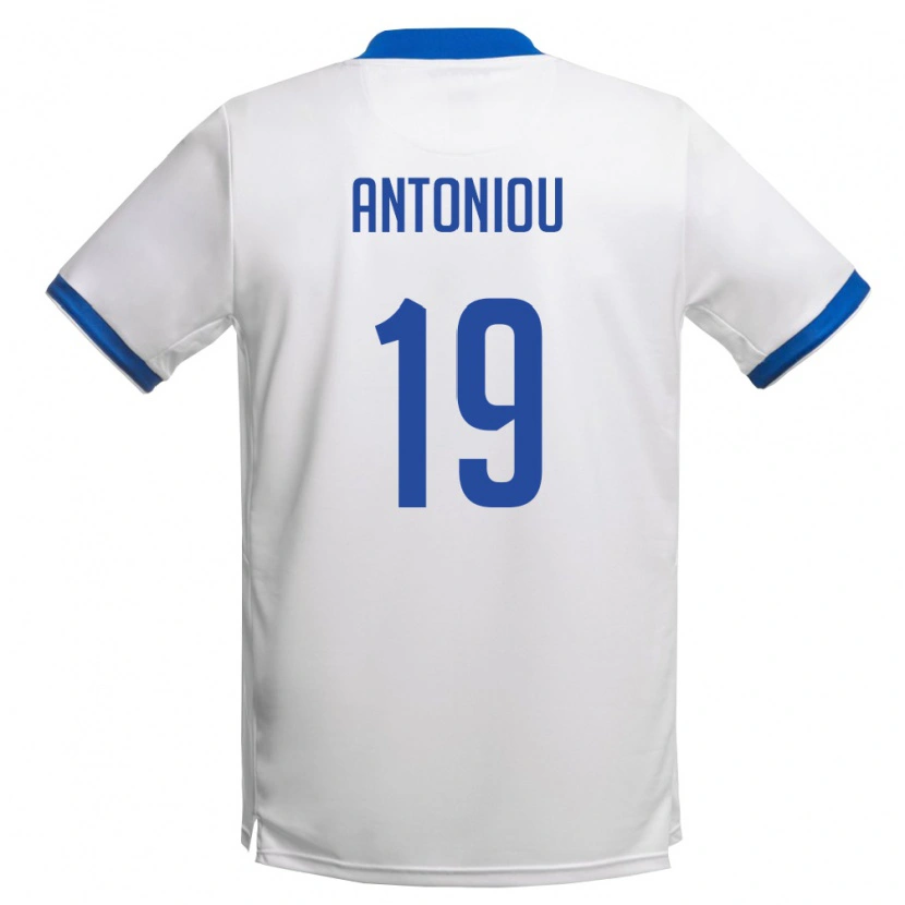 Danxen Kid Cyprus Evagoras Antoniou #19 White Royal Blue Away Jersey 26-28 T-Shirt