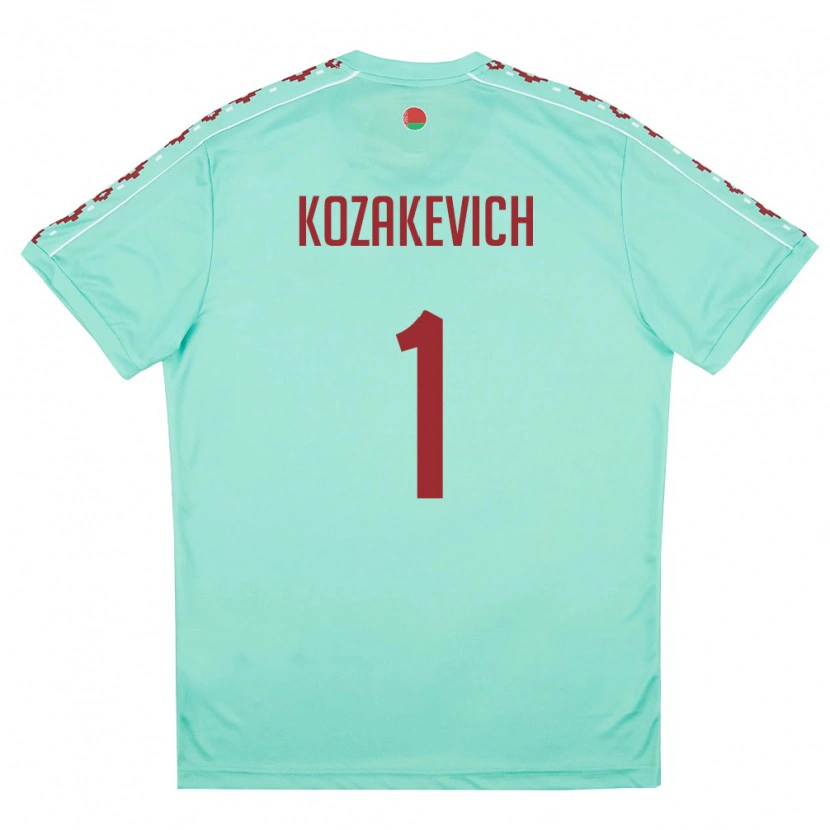 Danxen Kid Belarus Mikhail Kozakevich #1 Light Green Burgundy Away Jersey 26-28 T-Shirt