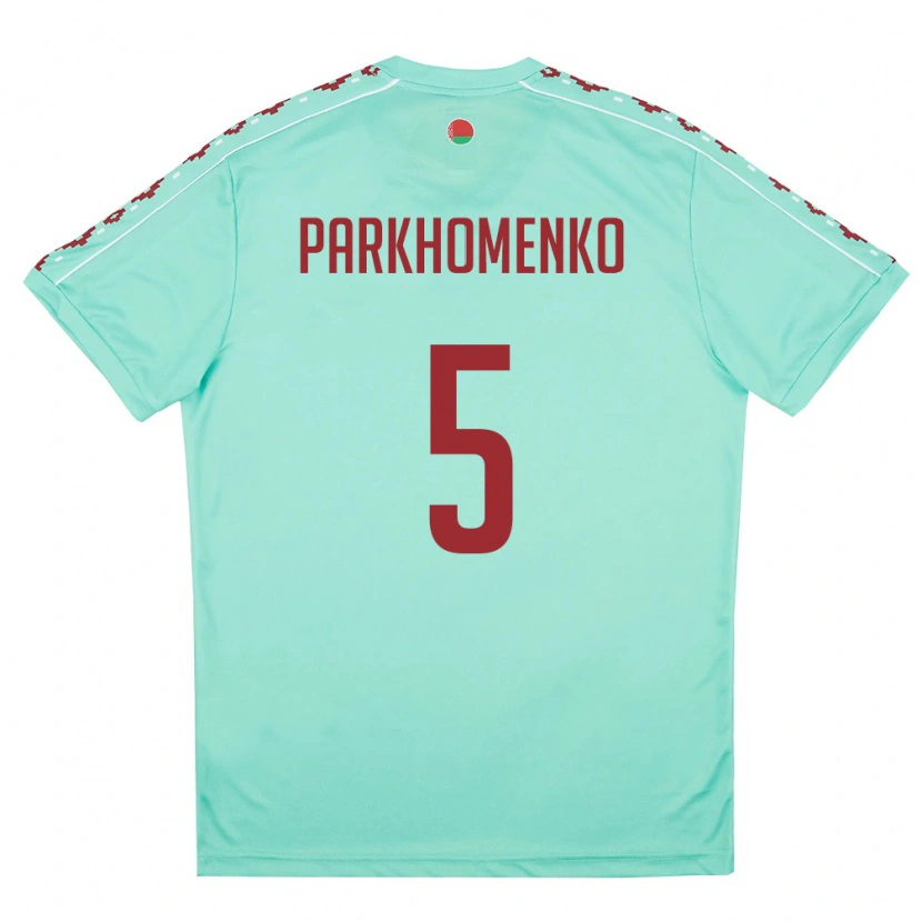 Danxen Kid Belarus Egor Parkhomenko #5 Light Green Burgundy Away Jersey 26-28 T-Shirt