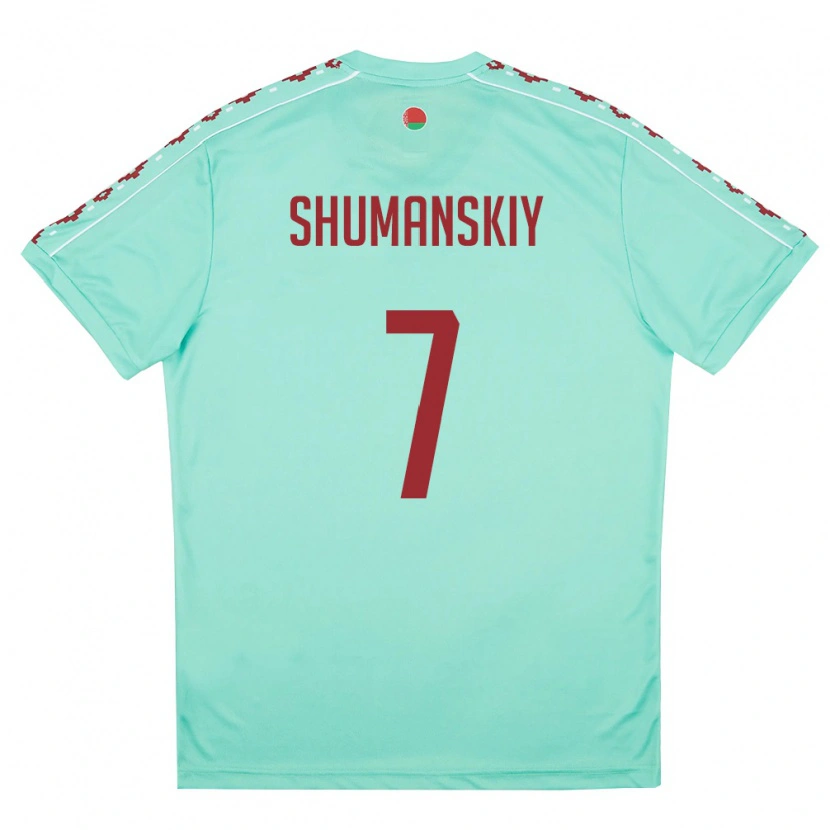 Danxen Kid Belarus Artem Shumanskiy #7 Light Green Burgundy Away Jersey 26-28 T-Shirt